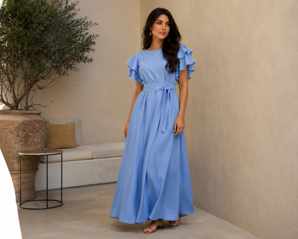Vestido Longo de Linho Marrante Sensorial