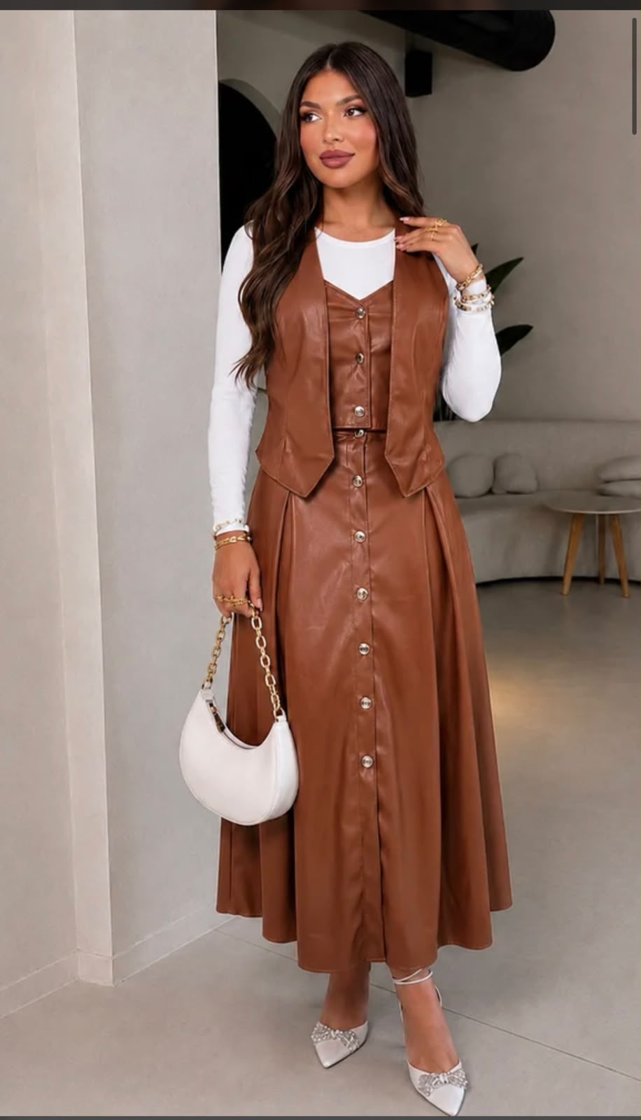 Conjunto Colete e Saia Botões Frontais
