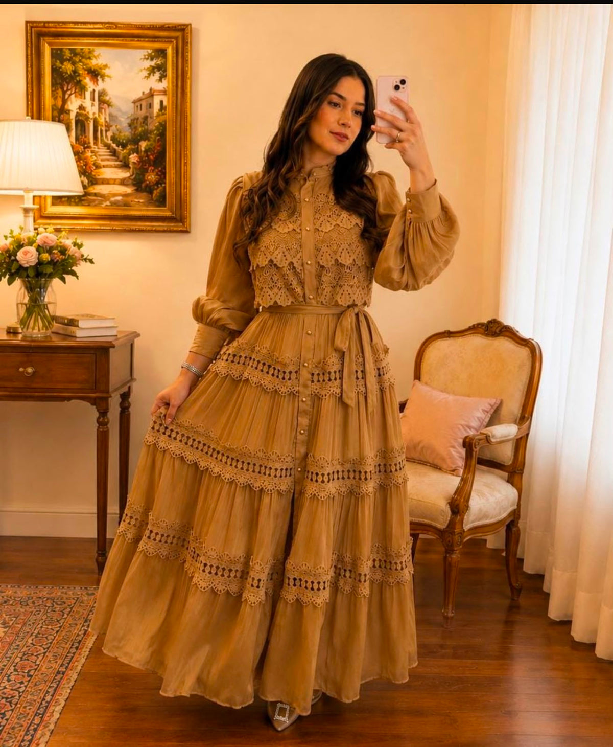Vestido romântico em chiffon