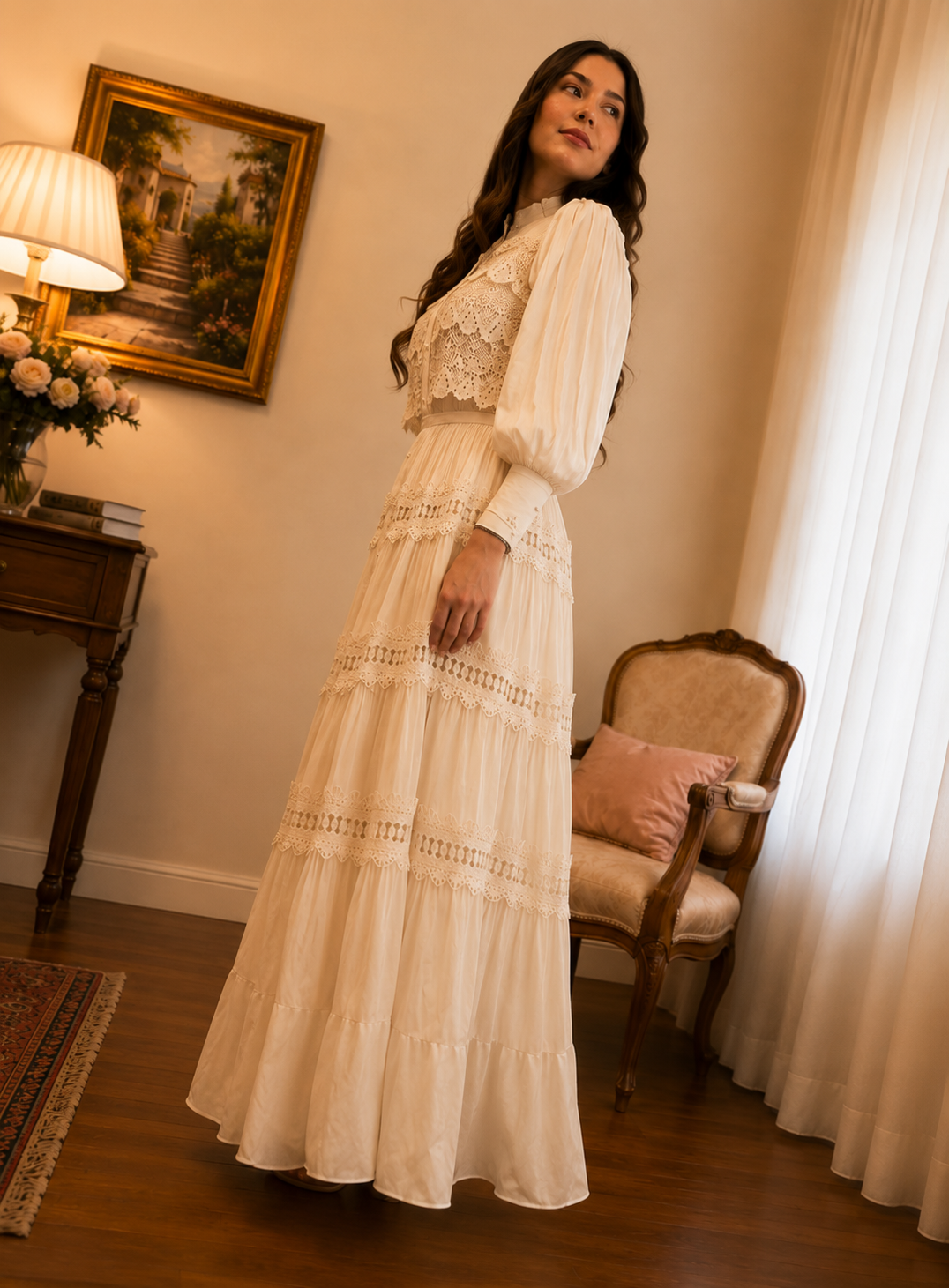 Vestido romântico em chiffon