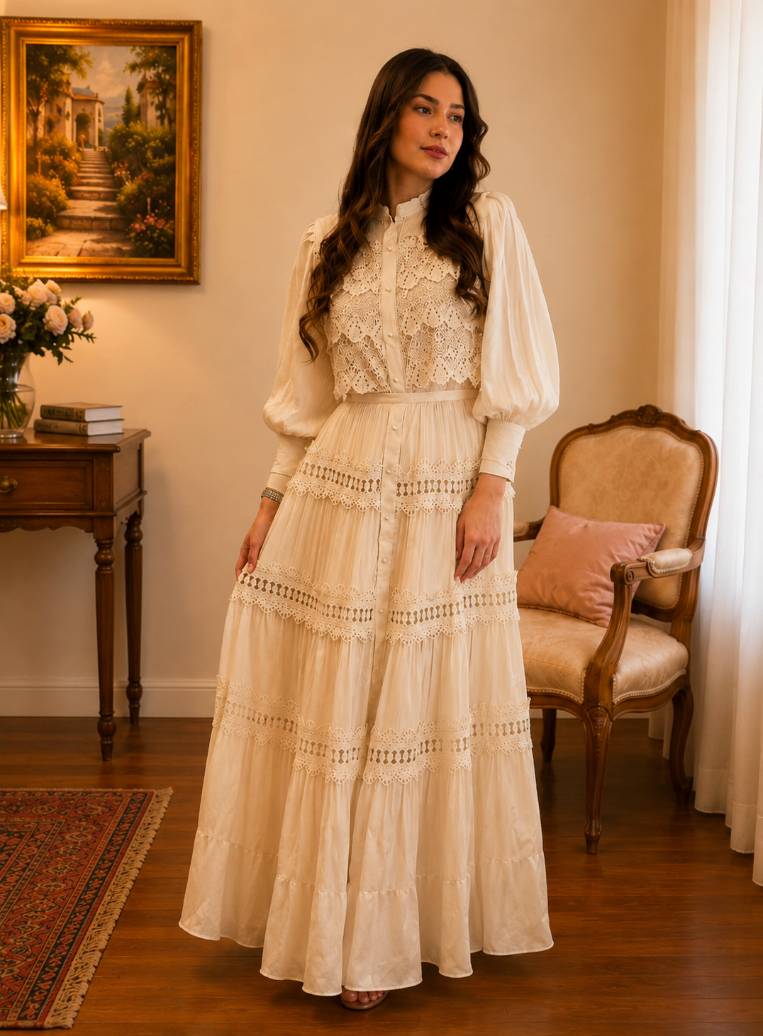 Vestido romântico em chiffon