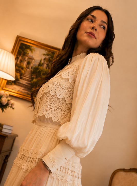 Vestido romântico em chiffon