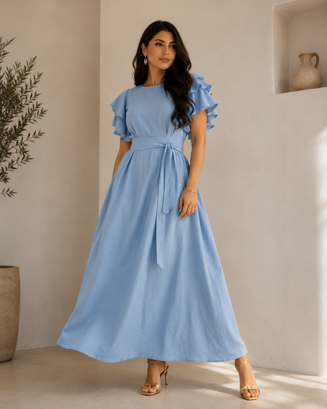 Vestido Longo de Linho Marrante Sensorial