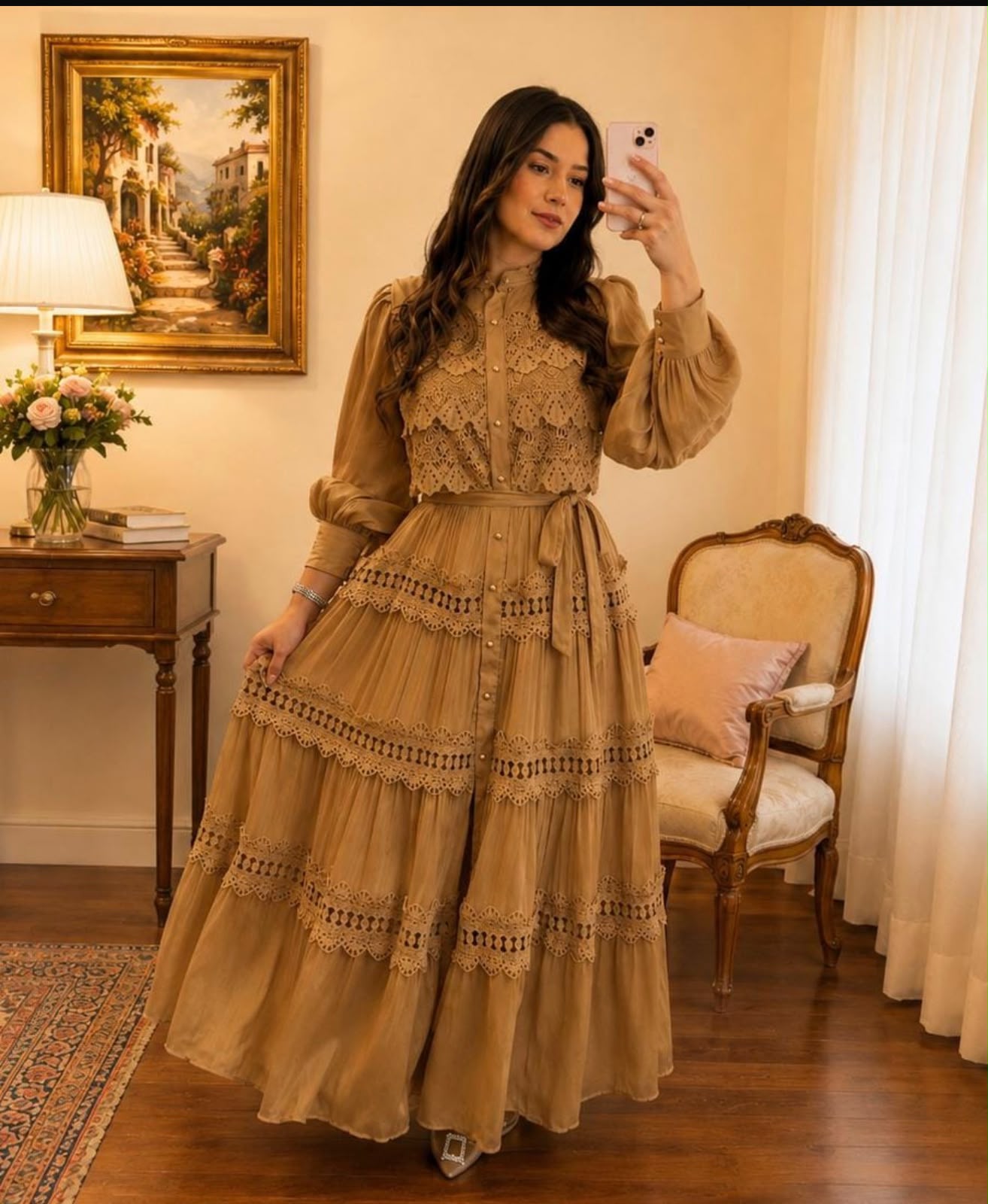 Vestido romântico em chiffon